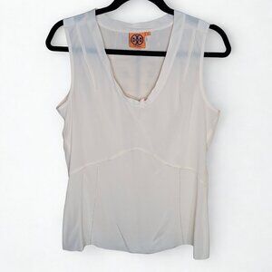 Tory Burch Silk Jasmine Shell Cream Sleeveless Blouse 8 Medium